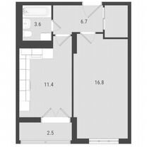 1-к. квартира, 39,7 м², 22/24 эт.